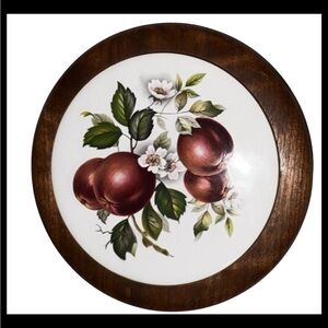 Vintage Apple Trivet Wood Frame Ceramic Tile | Farmhouse Kitchen Decor